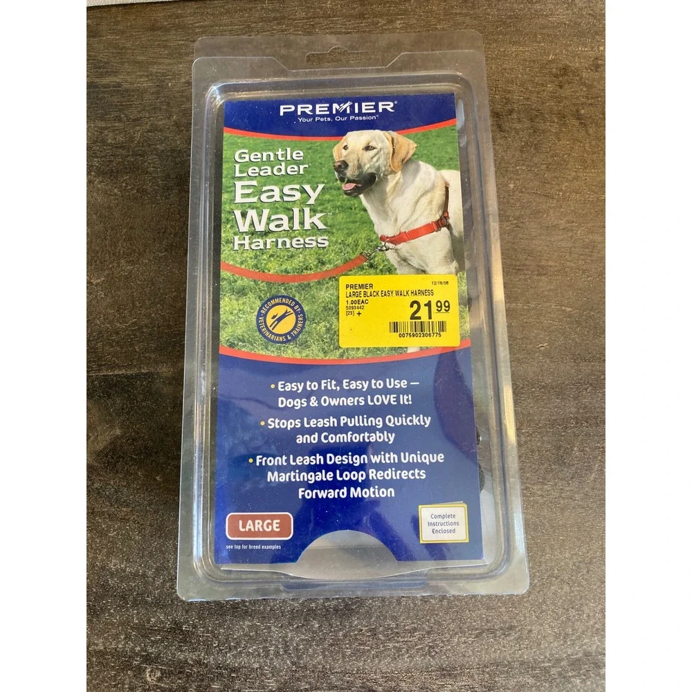Premier Gentle Leader Easy Walk Harness Large Black No Pull Dog Training EWH-HC-